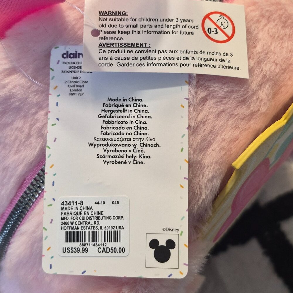NEW Disney Munchlings Minnie Mouse Cupcake Mini Faux Fur Pink Backpack Purse - Picture 6 of 6
